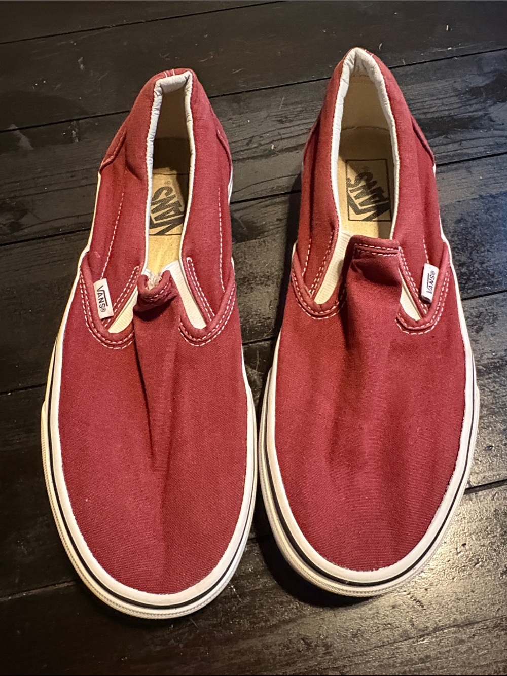 Vans Slip-On Loafers in Burgundy Canvas